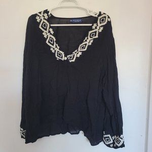 Embroidered black & white blouse